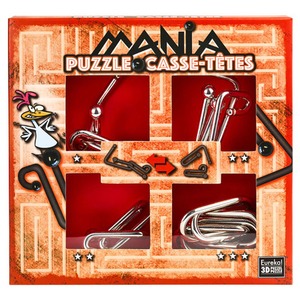 Łamigłówki metalowe 4 szt. PUZZLE MANIA ZESTAW CZERWONY