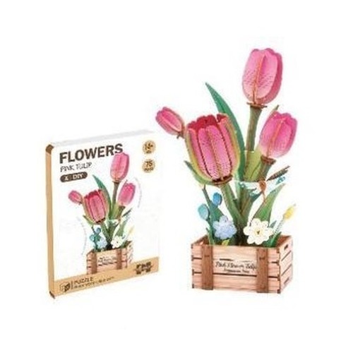 DIY drewniane kwiatki 3D tulipany