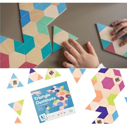 Domino drewniane trójkątne logiczne