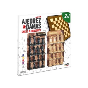 Drewniana plansza do gry + komplet figur i pionków (Szachy / Warcaby 40x40 cm) (094)