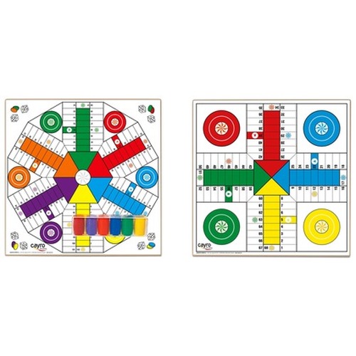 Drewniana plansza do gry + komplet pionków (Chińczyk dla 4 i 6 graczy 40x40 cm) (T-134A)