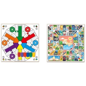 Drewniana plansza do gry + komplet pionków (Chińczyk dla 6 graczy / Gęś 40x40 cm) (T-138/6/A)