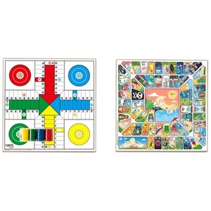 Drewniana plansza do gry + komplet pionków (Chińczyk / Gęś 33x33 cm) (T-131/A)