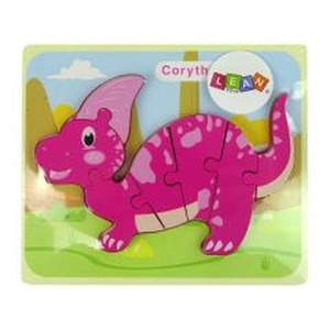 Drewniane puzzle Dinozaur Korytozaur różowy