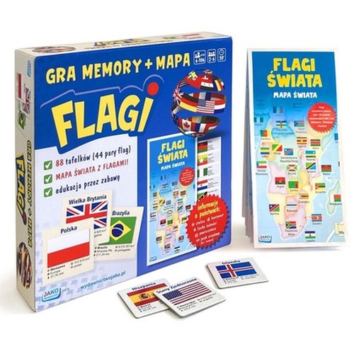 Flagi. Gra memory + mapa