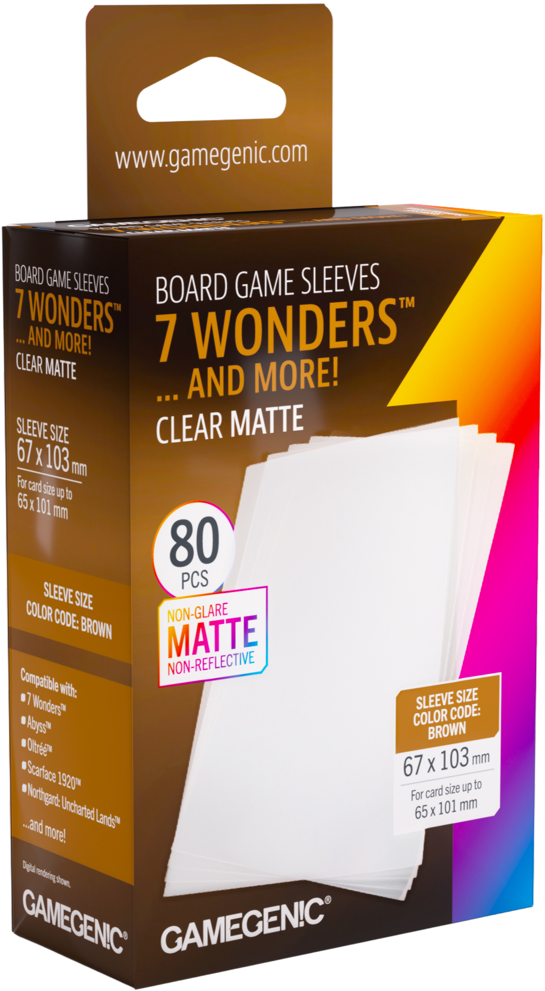 Gamegenic: Board Game Sleeves - 7 Wonders (67x103 mm) - Clear Matte - 80 sztuk