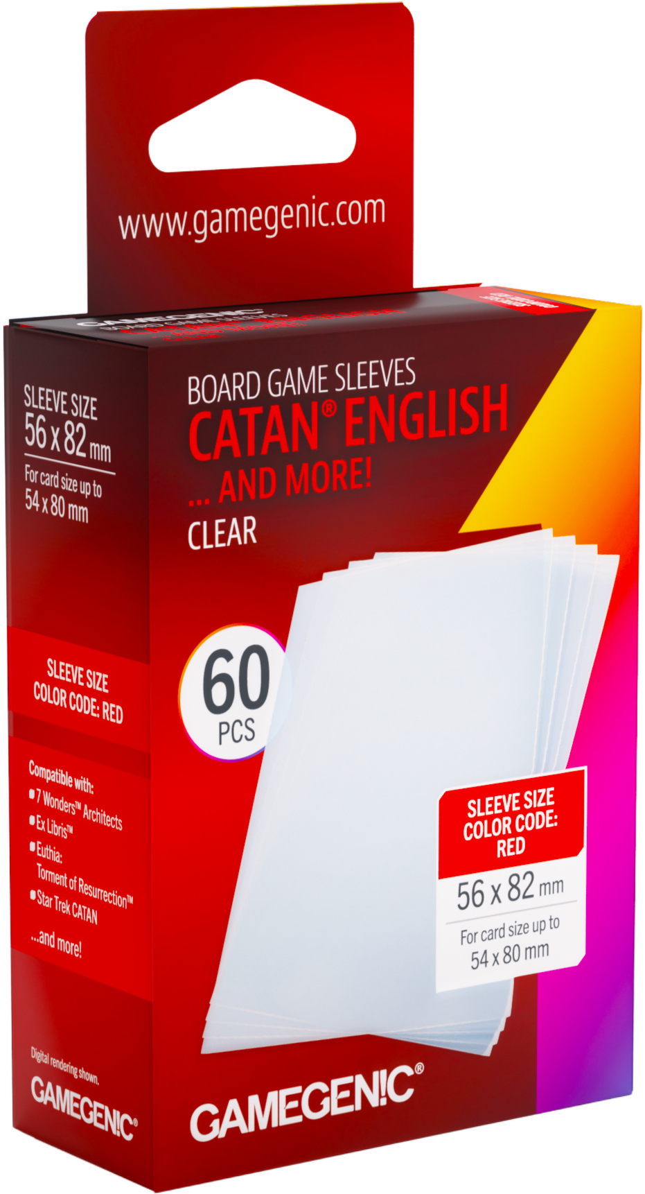 Gamegenic: Board Game Sleeves - Catan English (56x82 mm) - Clear - 60 sztuk