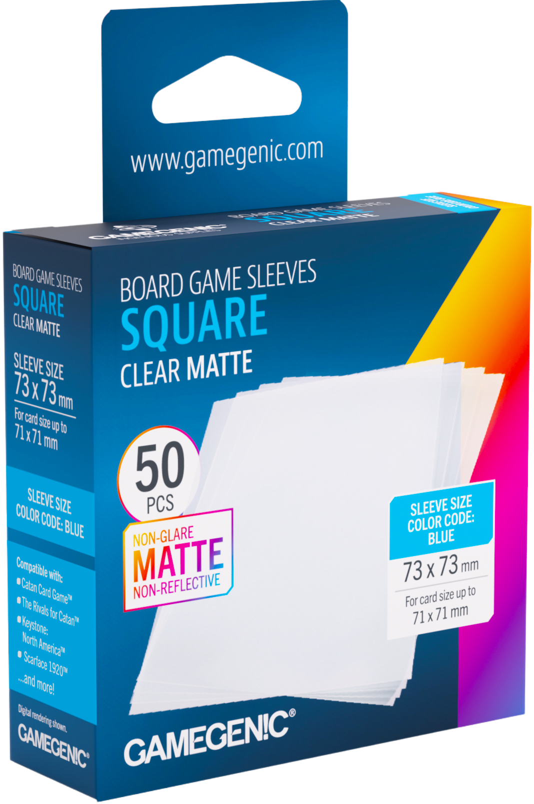 Gamegenic: Board Game Sleeves - Square (73x73 mm) - Clear Matte - 50 sztuk