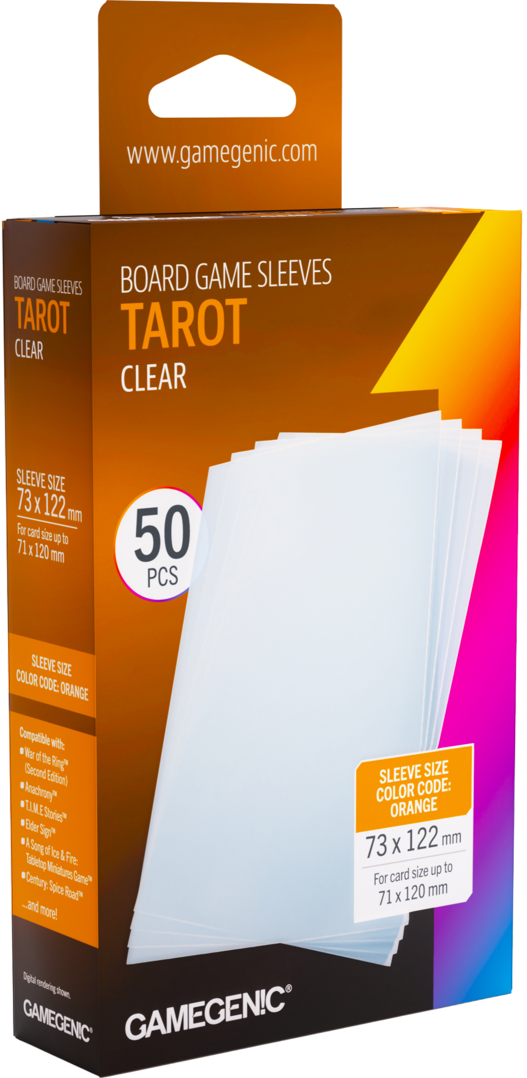 Gamegenic: Board Game Sleeves - Tarot (73x122 mm) - Clear - 50 sztuk