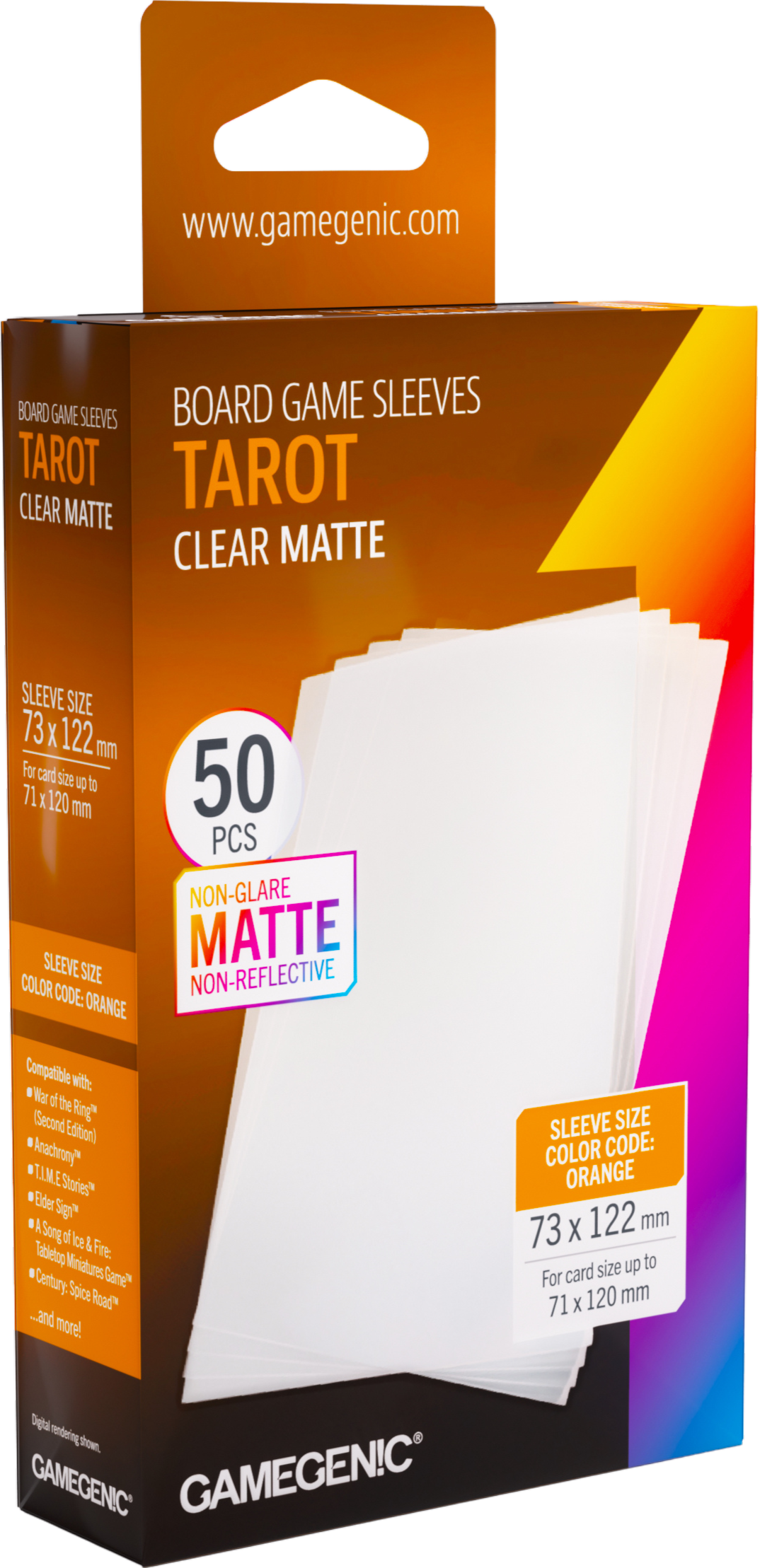 Gamegenic: Board Game Sleeves - Tarot (73x122 mm) - Clear Matte - 50 sztuk