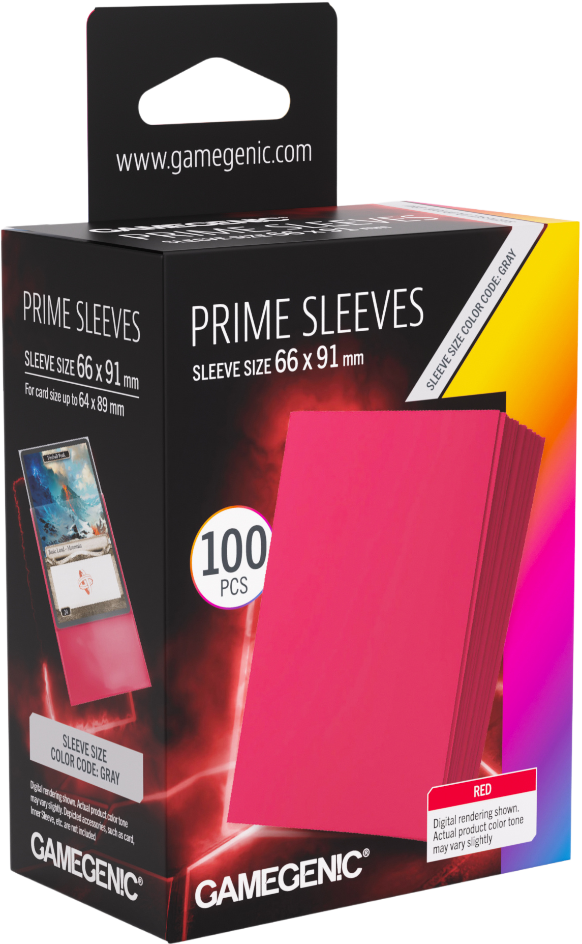 Gamegenic: Prime Sleeves (66x91 mm) - Red - 100 sztuk