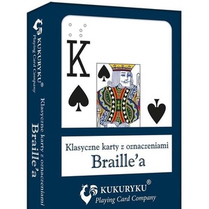 Karty do gry niebieskie ze znakami Braille'a