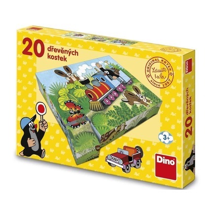 Klocki obrazkowe drewniane Krecik Pojazdy 20el