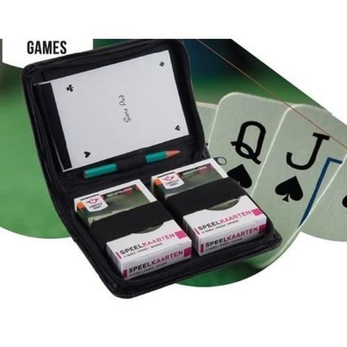 Komplet 2 talii kart w etui z notesem i ołówkiem
