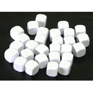 Kostka do gry plastik ekstra GŁADKA - biała - 100 szt.