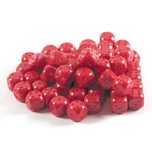 Kostki do gry plastik standard - czerwona - 100 szt.