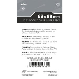 Koszulki na karty Rebel (63x88 mm) "Classic Card Game Inner Sleeve", 100 sztuk