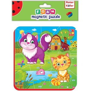 Piankowe puzzle magnetyczne: Kotki na wsi