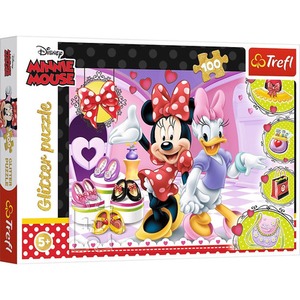 Puzzle 100 elementów Glitter Minnie i błyskotki