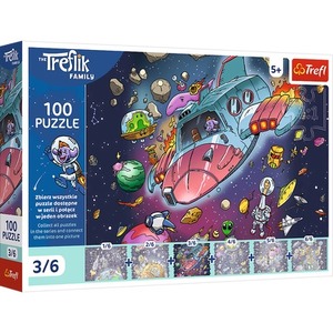 Puzzle 100  Rodzina Treflików Gonduś w rakiecie 16543