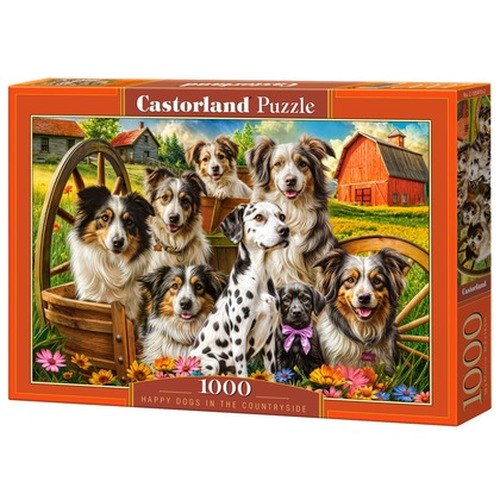 Puzzle 1000 Happy Dogs In The Countryside  C-105410-2
