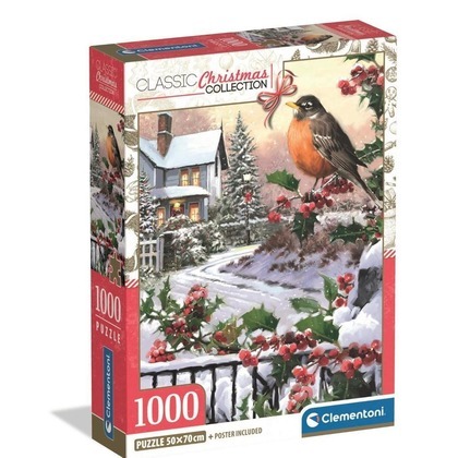 Puzzle 1000 Xmas Coll. Robin And Holly Bushes