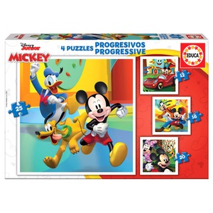 Puzzle 12 el. + 16 el. + 20 el. + 25 el. Myszka Miki i przyjaciele