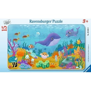 Puzzle 15 Young Animals Under Water Frame