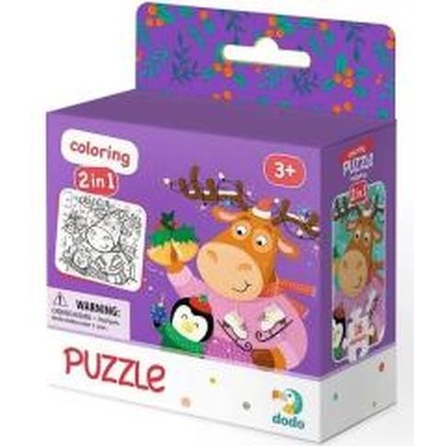 Puzzle 16 + kolorowanka Renifer i pingwin