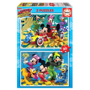 Puzzle 2 x 20 el. Myszka Miki i raźni rajdowcy
