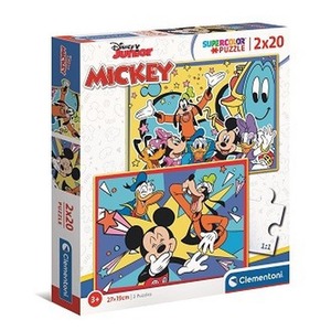 Puzzle 2 x 20 elementów Super Kolor Mickey