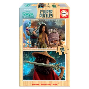 Puzzle 2 x 50 el. Raya i ostatni smok (drewniane)