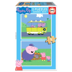 Puzzle 2 x 9 el. Świnka Peppa (drewniane)