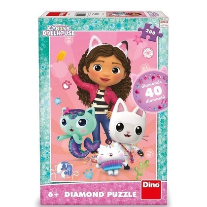 Puzzle 200 z diamencikami, Koci Domek Gabi