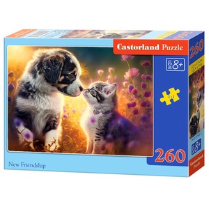 Puzzle 260 elementów Kotek, piesek nowa przyjaźń