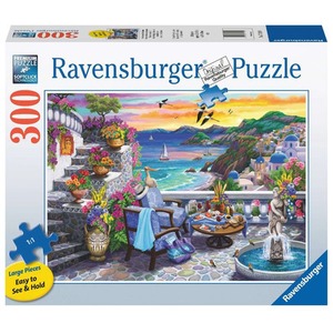 Puzzle 2D Duży Format  Zachód słońca nad Santorini 300 elementów