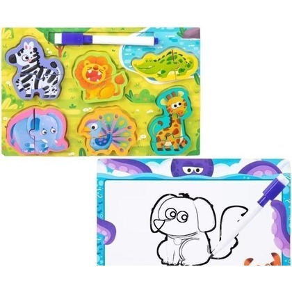 Puzzle 2w1 drewno i tablica