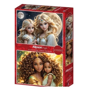Puzzle 2x500 Matka i córka Księżyc i słońce