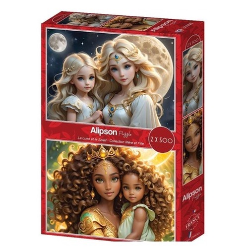 Puzzle 2x500 Matka i córka Księżyc i słońce