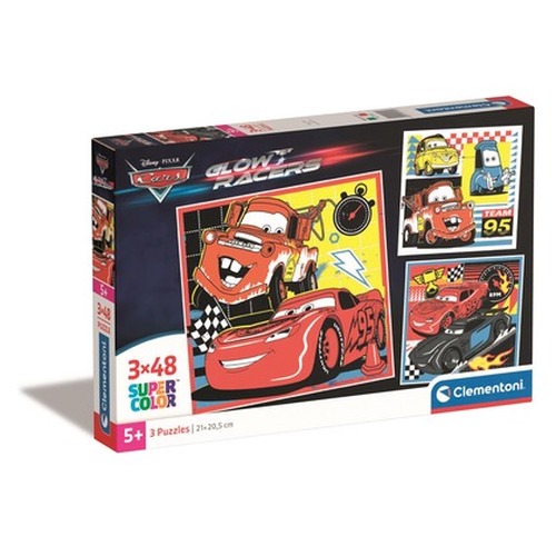 Puzzle 3 x 48 Super Cars Glow Racers 25309