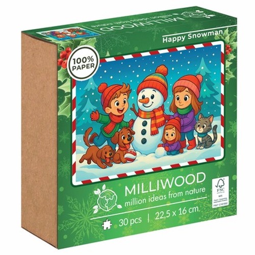Puzzle 30 elementów Milliwood Wesoły Bałwanek