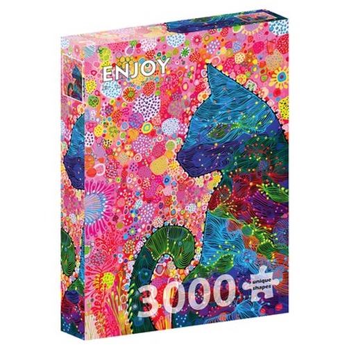 Puzzle 3000 el. Kolorowy kot