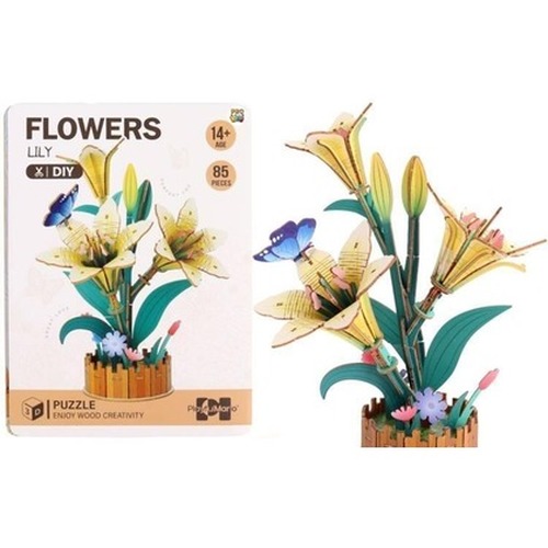 Puzzle 3D drewniane kwiaty lilie