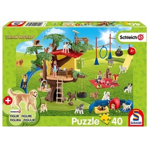 Puzzle 40 el. SCHLEICH Szczęśliwe psy + figurka