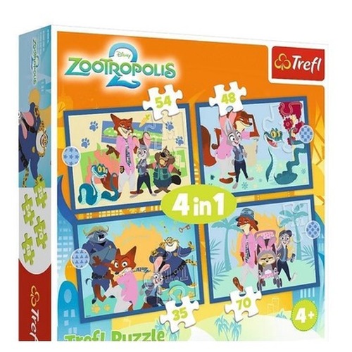 Puzzle 4w1 Zootopia pełna przygód TREFL