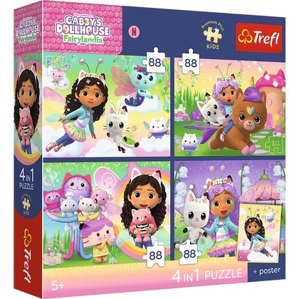 Puzzle 4x88 Trefl Premium Plus Kids Kocie harce Koci Domek Gabi  34694