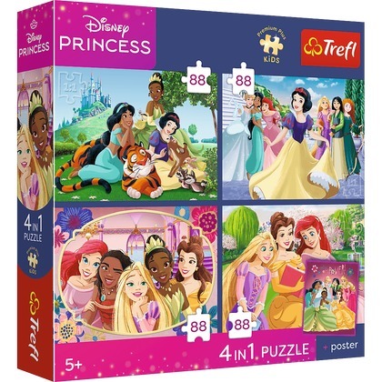 Puzzle 4x88 Trefl Premium Plus Kids Romantyczne Księżniczki Disney 34700