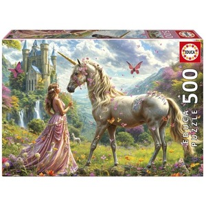 Puzzle 500 el. Wróżka, jednorożec i motyl
