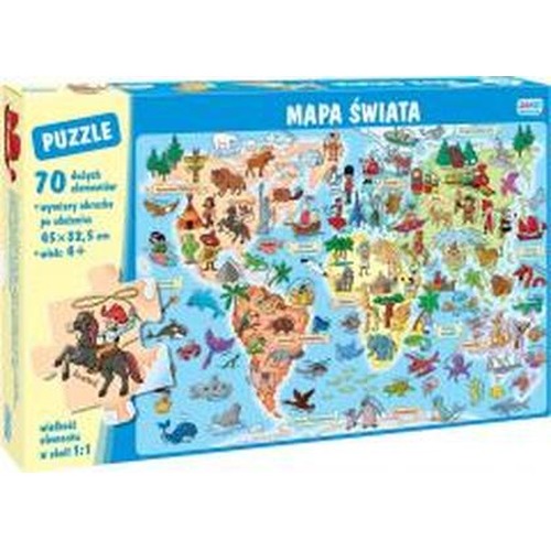 Puzzle 70 elementów. Mapa świata