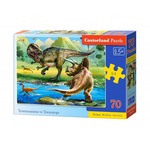 Puzzle 70 elementów - Tyrannosaurus vs Triceratops